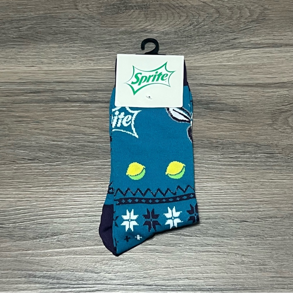 Sprite Charlotte Hornets OS Crew Socks Blue Purple Novelty NBA Basketball NWT